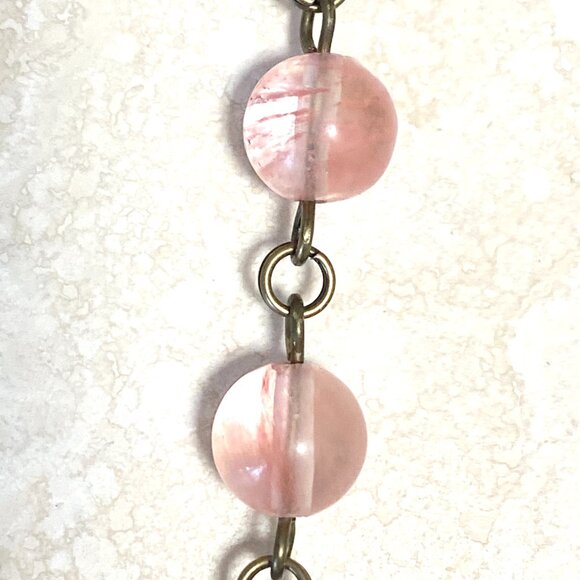 Cute Cherry Quartz Bronze Fortune Cat Adjustable Pendant Choker - Picture 10 of 16